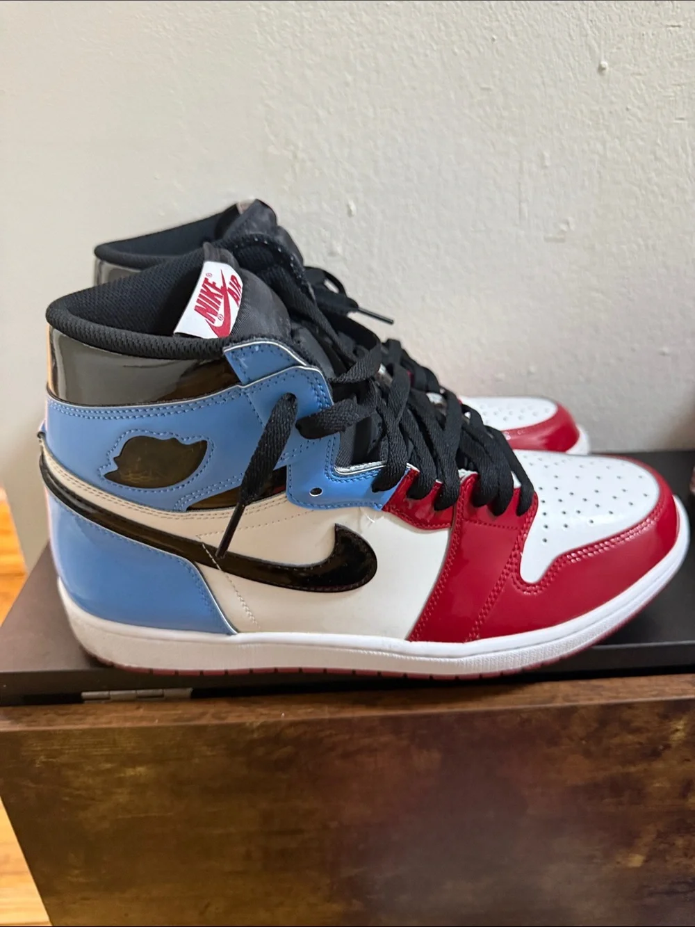 Jordan Men's High-Top Sneakers in White, Red & Black